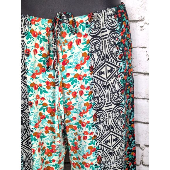 MICHAEL STARS Beachy Boho Hippie Coastal Floral Wide-Leg Drawstring Pants MED - Picture 5 of 8